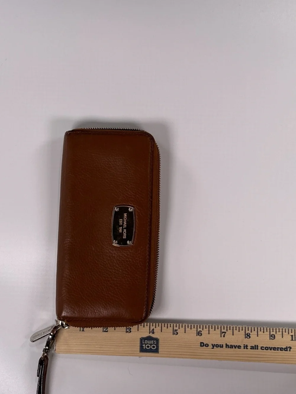 Michael Kors Zip Around Continental Wristlet Wallet Pebbled Leather Brown OS